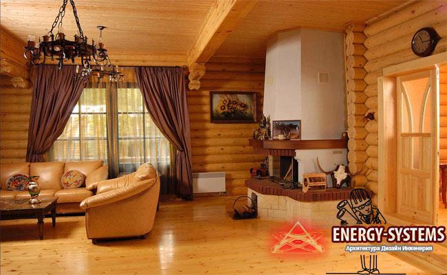 Дизайн интерьера деревянного дома от Energy-SystemsРеклама