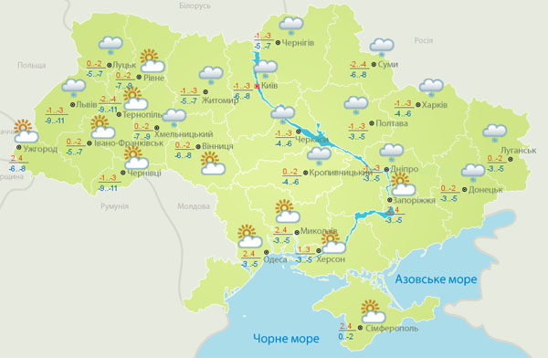 Неделя начинается со снега и гололедицы по всей Украине (карта)