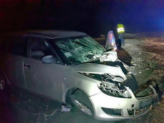 В Киеве Skoda снесла электроопору (фото)