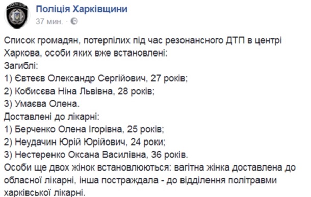 ДТП в Харькове. Lexus унес жизни пятерых человекСюжет