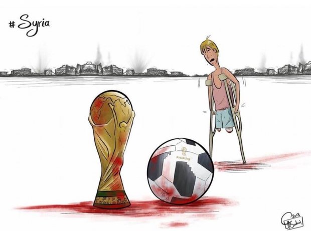 Кривавий чемпіонат: карикатурист вразив роботою, від якої холоне кров