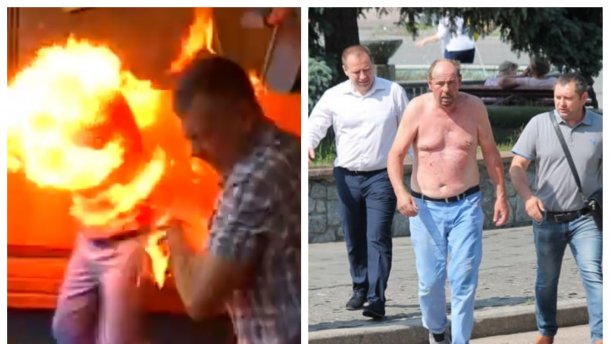 Предприниматель поджег себя в Бердичеве: жуткое видео 18+