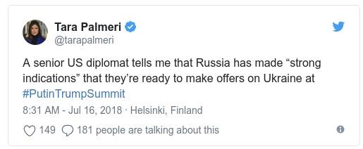 Встреча Трампа с Путиным в Хельсинки: онлайнСюжет