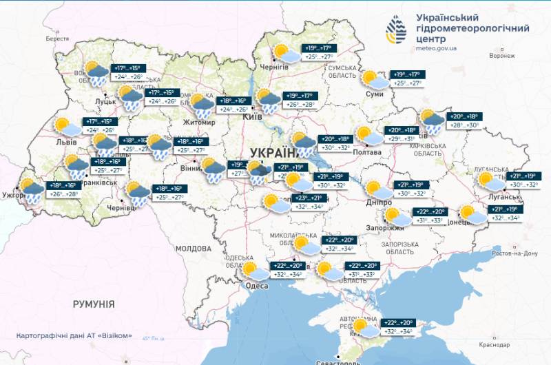 Грози та&nbsp;град йдуть із&nbsp;заходу: якою буде погода у&nbsp;вихідні 26 та&nbsp;27 липня